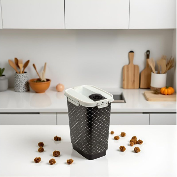 Контейнер для корму Rotho MyPet Cody, 10л з кришкою та клапаном, BPA-free, сірий/білий, 10л