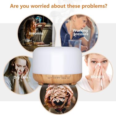 Аромадифузор Hianjoo Aroma 450 мл з таймером, ультразвуковий, 7 кольорів LED, з пультом ДУ, для спа/офісу/йоги, дерев'яний