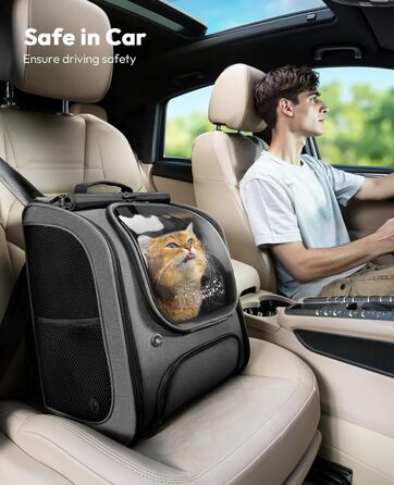 Рюкзак для кота Pecute з вікном-бульбашкою, переноска для тварин, сірий (42x32x26 см)