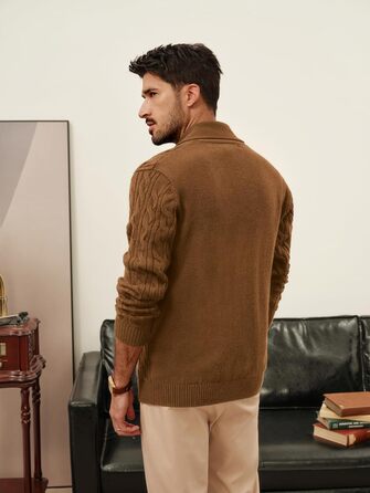 Кардиган чоловічий PJ PAUL JONES з коміром-шарфом, грубий в'язання, на ґудзиках (XL, Червоне верблюже)