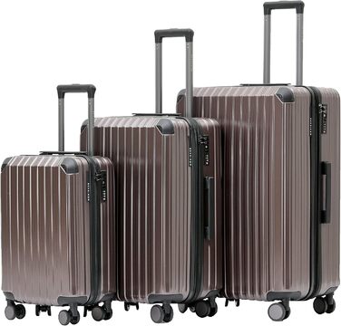 Валіза-набір 3шт з TSA-замком, розширювана, телескопічна ручка, жорсткий корпус (Кофе)