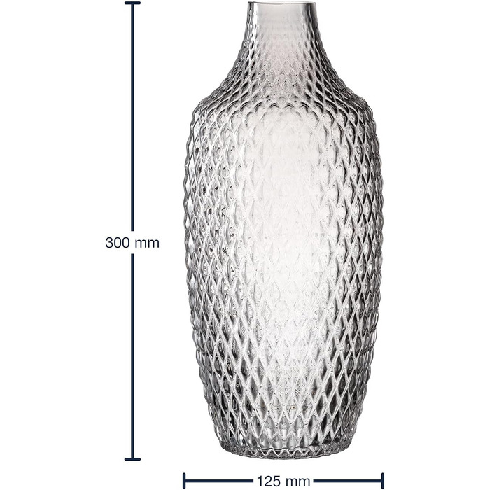 Ваза для квітів Leonardo Poesia, ручної роботи, сіра, скляна, 30 см, з рельєфним декором