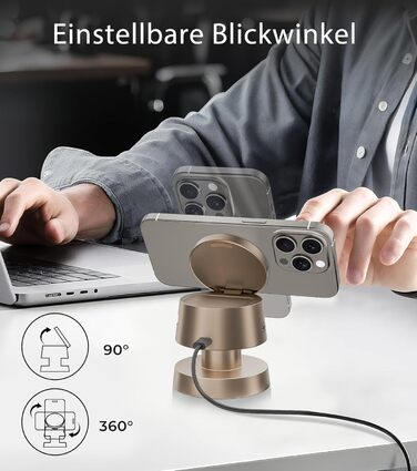 База для бездротової зарядки 4-в-1 для iPhone 17/16/15/14 Pro Max з нічним світлом, сумісна з Apple Watch та AirPods (Золота)