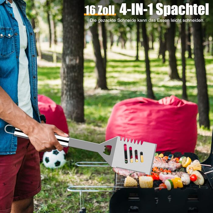 Grilliance 26-Piece Stainless Steel Grill Accessory Set - High-Quality BBQ Grill Utensil Case. Perfect Grill Tool Set for Men - Gift with Portable Storage Case and Meat Thermometer (Silver)