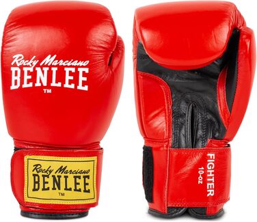 Боксерські рукавички BenLee з натуральної шкіри Fighter (червоний/чорний, 12 oz, однакові)