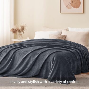 Айсбо Плед з флісу 150x200 см XL - Теплий плед на софу, м'який плед для вітальні, дивана, зимовий плед (220 x 240 см, антрацит)