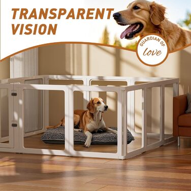 Вигул для цуценят Citylife 8-TLG 60 см, розкладний вольєр для собак з дверима, вольєр для собак у квартиру, великий вольєр для собак, котів, кроликів, дрібних тварин, неслизький, прозорий