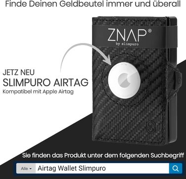 Портмоне ZNAP® Slim Wallet: картхолдер для чоловіків з RFID захистом (Flapp Carbon, 8 карт)