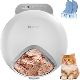 Автоматичний дозатор корму для котів та собак, 8oz*4 порції, з таймером, акумуляторний, з блокуванням, 2 охолоджувальні акумулятори