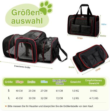 Розширювана переносна сумка-слінг для котів та собак, складна, портативна переноска для домашніх тварин, ідеальна для подорожей, прогулянок, кемпінгу (Чорний, S)