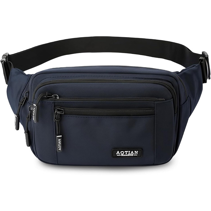 Поясна сумка на пояс для чоловіків та жінок, сумка на пояс з блискавкою, багатофункціональна сумка через плече, 5 відділень, спортивна сумка на стегно для активного відпочинку, туризму, кемпінгу, велоспорту (#1 Синій-a)