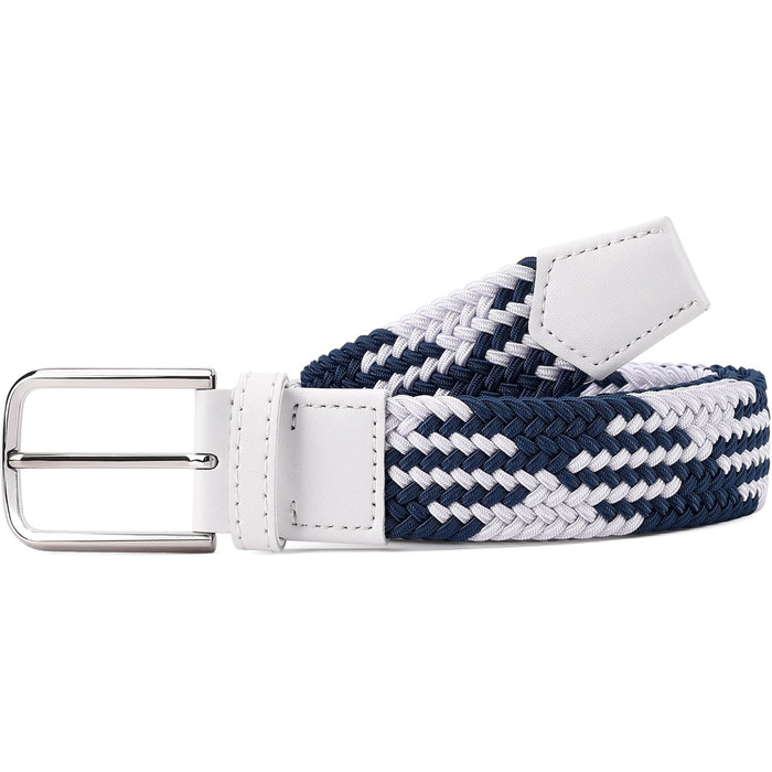 Еластичний пояс для гольфу для чоловіків та жінок, вільний крій, еластичний, тканий, 3,5 см, білий/сірий, S-Fit, обхват талії 34'-40' (довжина: 45'), білий/синій, M-Fit, обхват талії 40'-44' (довжина: 49')