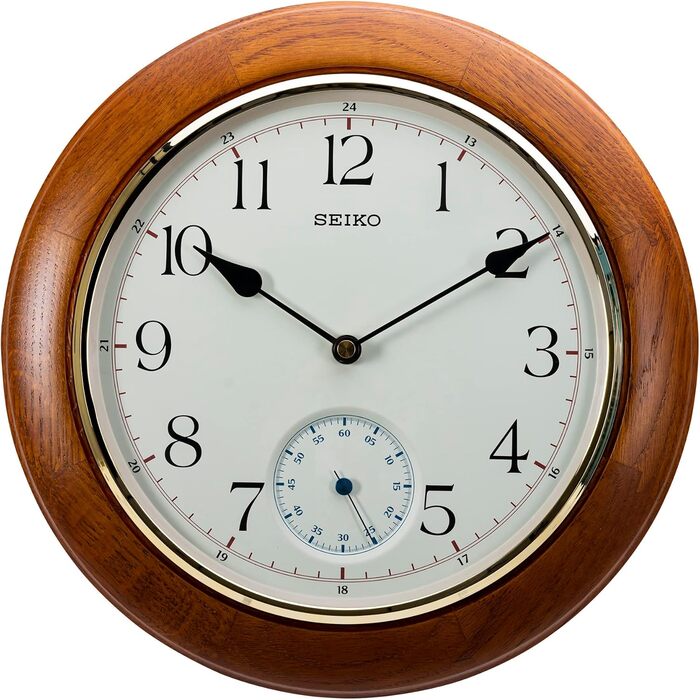 Seiko Wall Clock Brown Wood (Oak) Sweeping Second QXA432B