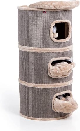 Котячий будиночок-крізьтонні Tony, 90 см: крізьтонні, будиночок з 3 печерами, котячий будиночок з сизалю, меблі для котів (Бежевий)