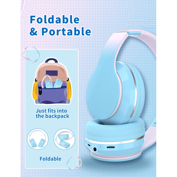 Дитячі навушники Xunpuls Bluetooth Over-Ear з мікрофоном (синій)