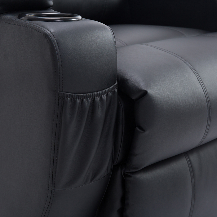 HOMCOM Recliner Chair, TV Chair with Rise Assist, with Storage Pouch, Adjustable Angle, Remote Control, 84 x 92 x 109 cm, Black | Aosom