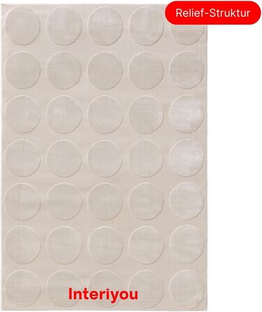 Килимок для вітальні Interiyou Cannes 120x170 см кремовий - для спальні, дитячої, їдальні. Коротке ворсування, скандинавський бохо-стиль, геометричний малюнок, високий/низький ворс