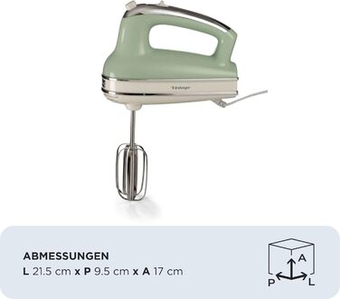 Ручний міксер Ariete Vintage 1548, 450W, 5 швидкостей, Turbo, 2 насадки, для тіста та збивання