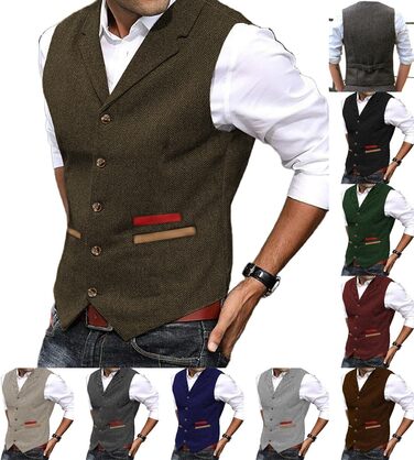 Твідова жилетка для полювання, коричнева, в стилі ретро/вінтаж, ідеальна для весілля та повсякденного носіння