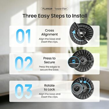 Вежа-вентилятор FLANUR WiFi Alexa 91 см: Тихий вентилятор з пультом, 4 режими, 90° осциляція, таймер 12 год, чорний