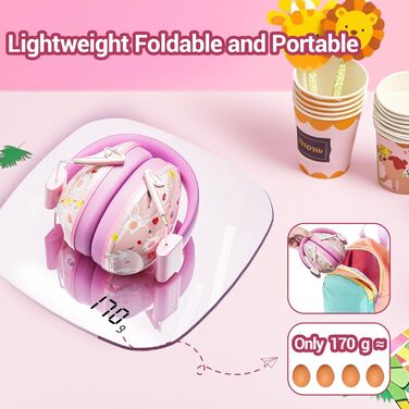 Навушники для захисту від шуму Dr.meter для дітей - пасивні навушники для школи, навчання, сну, аутизму, гри на барабанах, SNR 27dB, зелені (рожевий кролик)