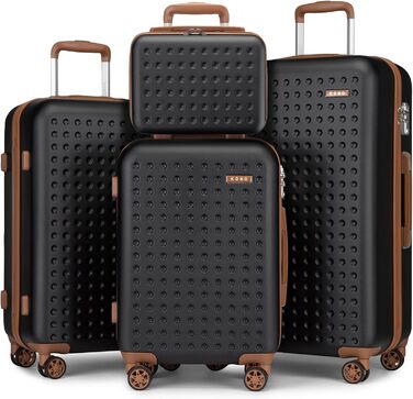 Валіза KONO з ABS пластику, ручна, з TSA замком, 75x48x29 см, набір 4 шт. (білий/чорний)