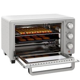 HOMCOM 21L Small Oven, 100°C-230°C, 1 Hour Timer, with 3 Cooking Modes, Wire Rack, Baking Tray, Stainless Steel, 46L x 38.5W x 29H cm, Silver | Aosom