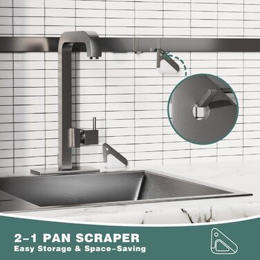 Scraper, 2-in-1 Pot and Pan Dish Scraper, Nylon and Silicone, Kitchen Scraper Tools for Cast Iron Pans, Cookware, Dishes, Pans and Pots, Heat Resistant, 3-Piece Set