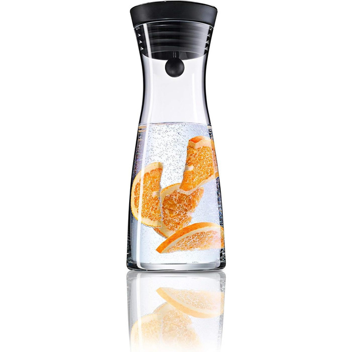 WMF Basic Glass Water Carafe 0.75 liter, Glass Carafe with Lid, Silicone Lid, CloseUp Closure