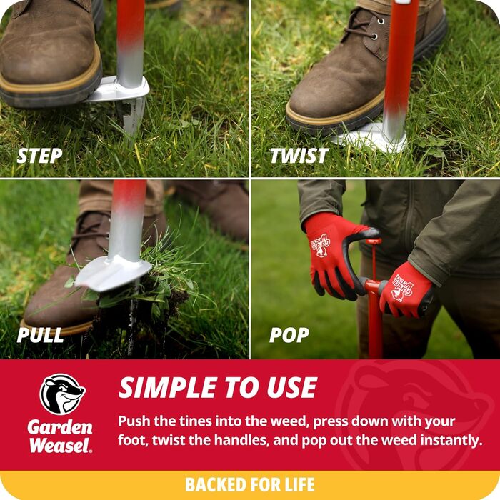 Інструмент для видалення бур'янів Garden Weasel WeedPopper 95204 Step & Twist, без хімікатів, легка очистка, стійкий до погодних умов і іржі