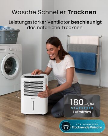 Про Бріз® Eco Kompakt 12L/день - Розумний осушувач повітря з Wi-Fi, LED-дисплеєм, функцією сушіння та автоматичним вимкненням (12л, 20 м²)