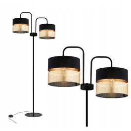 Підлогова торшерна лампа з абажуром, чорно-золота, LED