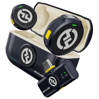 Hollyland Lark M2 бездротовий петличний мікрофон для iPhone 15/16/17 та Android, 300м радіус дії, Hi-Fi звук, шумозаглушення, 30 годин роботи, міні-мікрофон для відео (2TX + USB-C RX + зарядний кейс) USB-C (2TX+1RX) Чорний