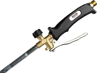 Walter Weed Burner and Weed Killer with Piezo Ignition, for weed control, moss removal, asphalt roofing, and film welding, including 5m propane hose and 4 bar propane regulator.