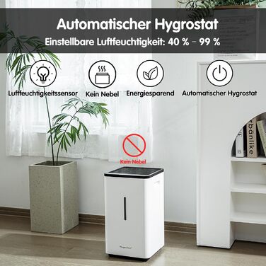 Зволожувач повітря 6L Top Fill, зволожувач повітря методом випаровування, 1000 мл/год, автовимкнення, білий (EH22)