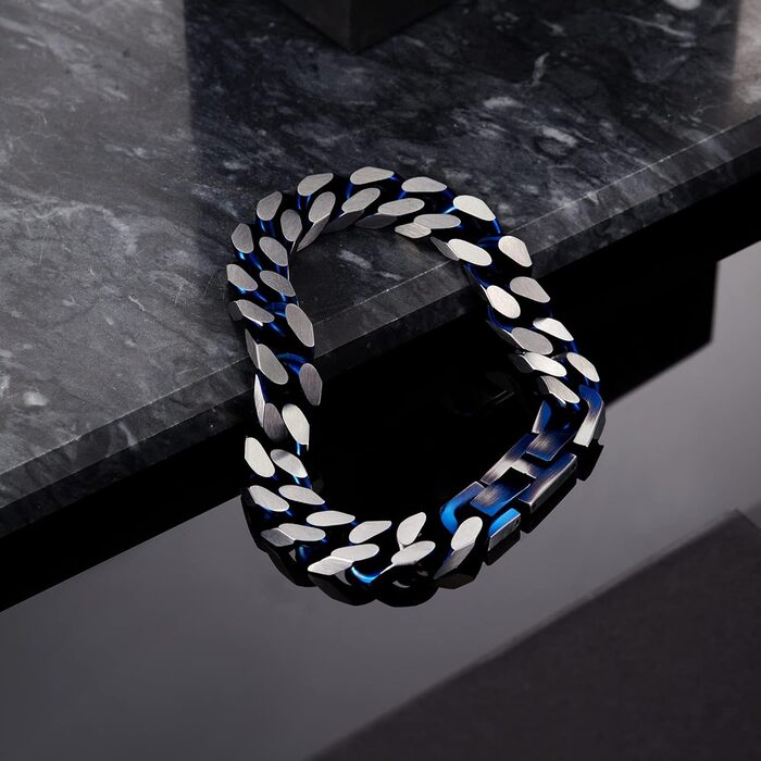 Чоловічий браслет Lucky2+7 з ланцюжком у стилі Куба, срібно-чорний, з нержавіючої сталі