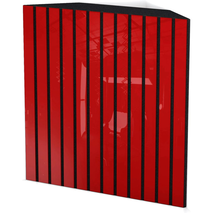 Набір акустичних басових пасток для кутів, 4 шт, 50x50x10 см, червоний глянцевий пластик — звукопоглинаючі панелі для студії звукозапису та шумоізоляції