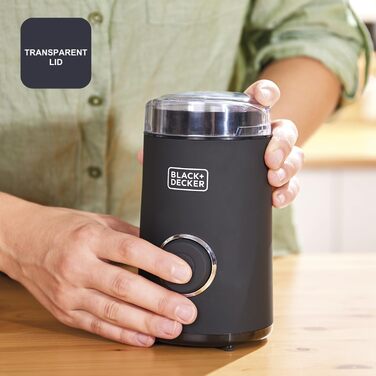 Електрична кавомолка BLACK+DECKER BXCG150E 150W з нержавіючою сталею, чорна