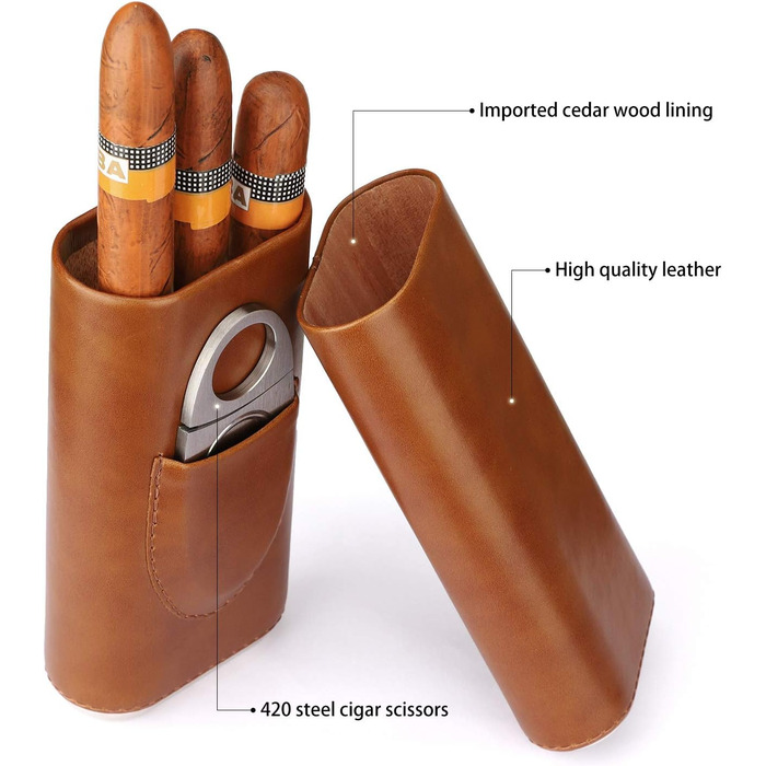 Портативний вологозберігач Time C Club на 3 сигари з кедрової деревини та різером для сигар з нержавіючої сталі