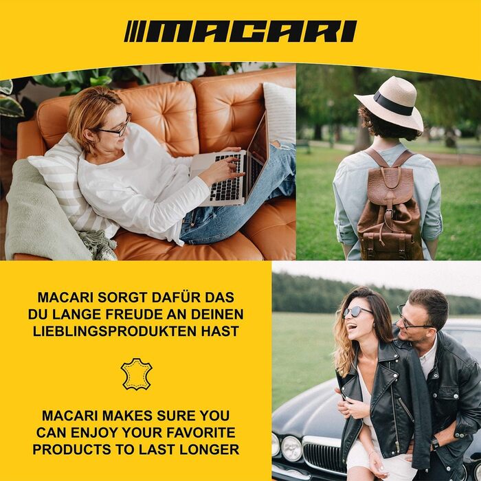 Macari Leather Care 500ml Balsam + 500ml Cleaner + 2 Sponges + Leather Brush Premium Leather Cleaner Set Beeswax for Leather Couch, Car, Furniture, Jacket, Clothing, Sofa, Handbag, Shoes, Saddle Leather Fat (500ml Leather Balsam)