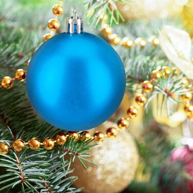 Relaxdays Christmas Baubles, Set of 100, Christmas Decorations, Matte, Glossy, Glittering, Christmas Tree Balls, 3, 4 & 6cm, Petrol Blue, Petrol