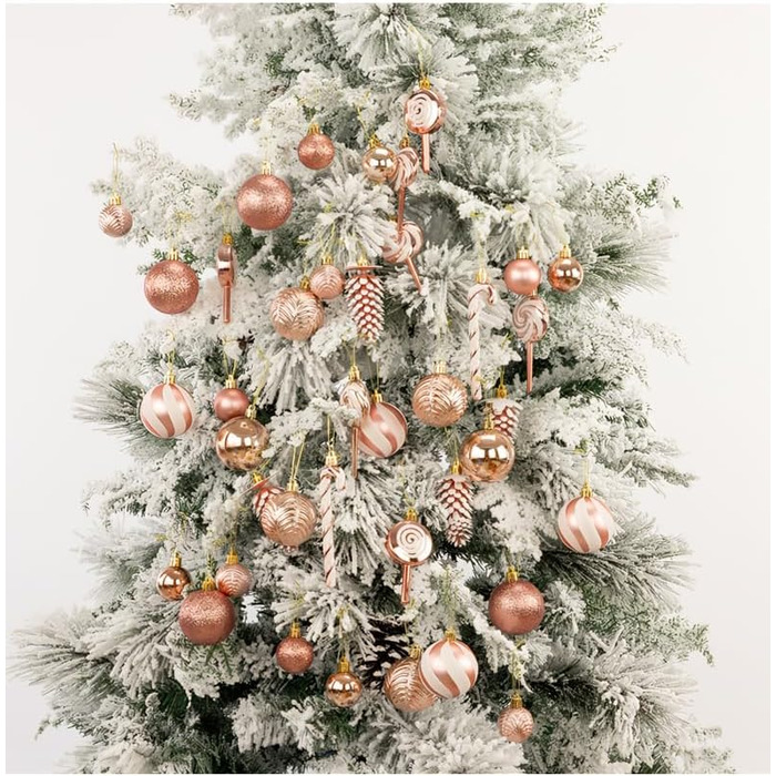 Набір прикрас для ялинки 40 шт. Рожево-золоті кульки для ялинки з пластику, міцні, святкові прикраси