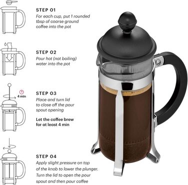 Bodum CAFFETTIERA Coffee Maker (French Press System, Permanent Stainless Steel Filter, 0.35 liters) Red 3 Cup Red