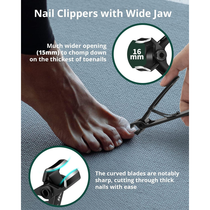 Набір з 2 шт. кусачок для нігтів: професійні, з нержавіючої сталі, для товстих нігтів, з контейнером для сміття. Підходить для нігтів на руках та ногах.