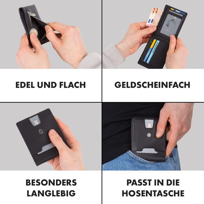 ZNAP® Slim Wallet - Тонкий картхолдер для чоловіків | RFID захист | Чорний | 8 карт