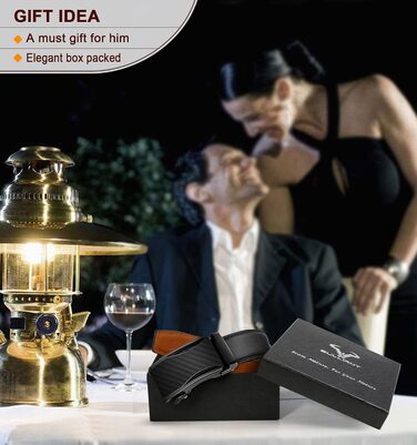 Чоловічий шкіряний ремінь KEMISANT з автоматичною пряжкою, 35 мм, регульований, чорний