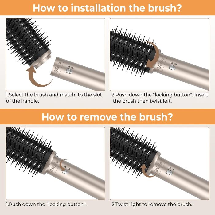 Професійний стайлер для волосся 6-в-1 з автоматичним завиванням, фен, круглі щітки, термощітка, випрямляч, мультистайлер Airbrush, подарунковий набір (Золотий)