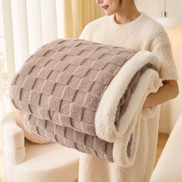 Плед Gracelife Sherpa з м'якого флісу, великий, теплий, 150 x 200 см, сірий