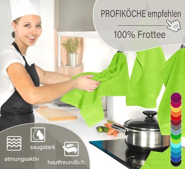 Lashuma 4-Piece Set of Small Kitchen Towels 50x50 cm, Linz Kitchen Towels for Hands Green