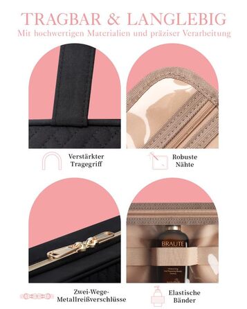 Водонепроникна косметичка для жінок HOTORKulturtasche з гачком – містка дорожня косметичка для подорожей, 29.0 x 23.0 x 8.5 см, чорна